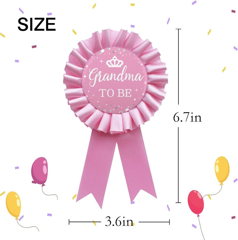 WOWOPA Grandma to Be Pin, Gender Reveals Baby Shower Tinplate Badge Pink Corsage Button Pin, New Grandma Party Gift Decorations Sign - 1Pcs - Image 2